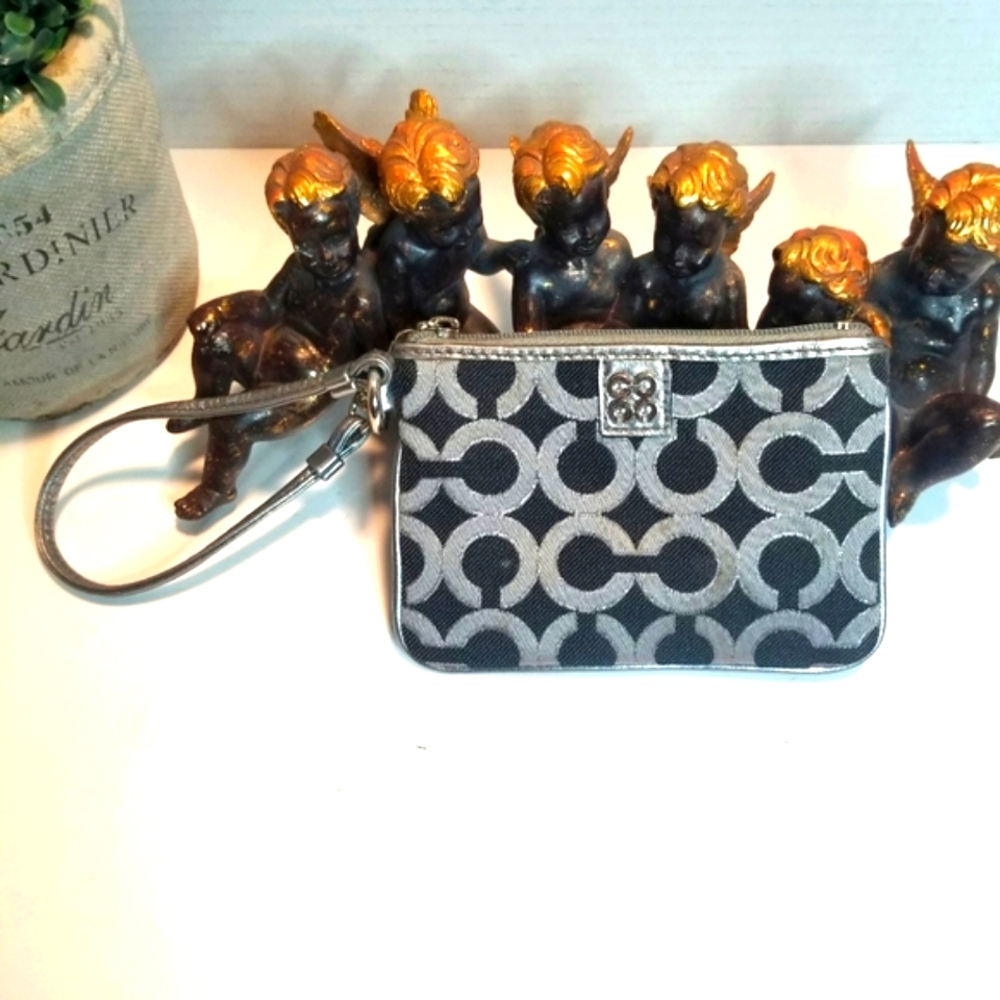 Coach Two Tone Black | Grey Wristlet.